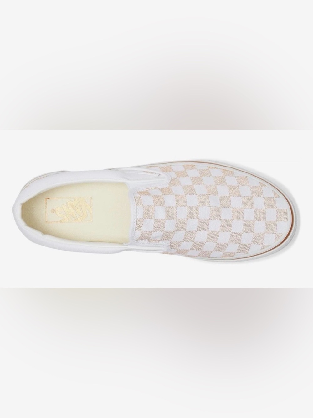 •VANS•NWT METALLIC GOLD & WHITE CHECKERED OLD SKOOL PLATFORM SNEAKER SIZE 8 - Picture 5 of 12